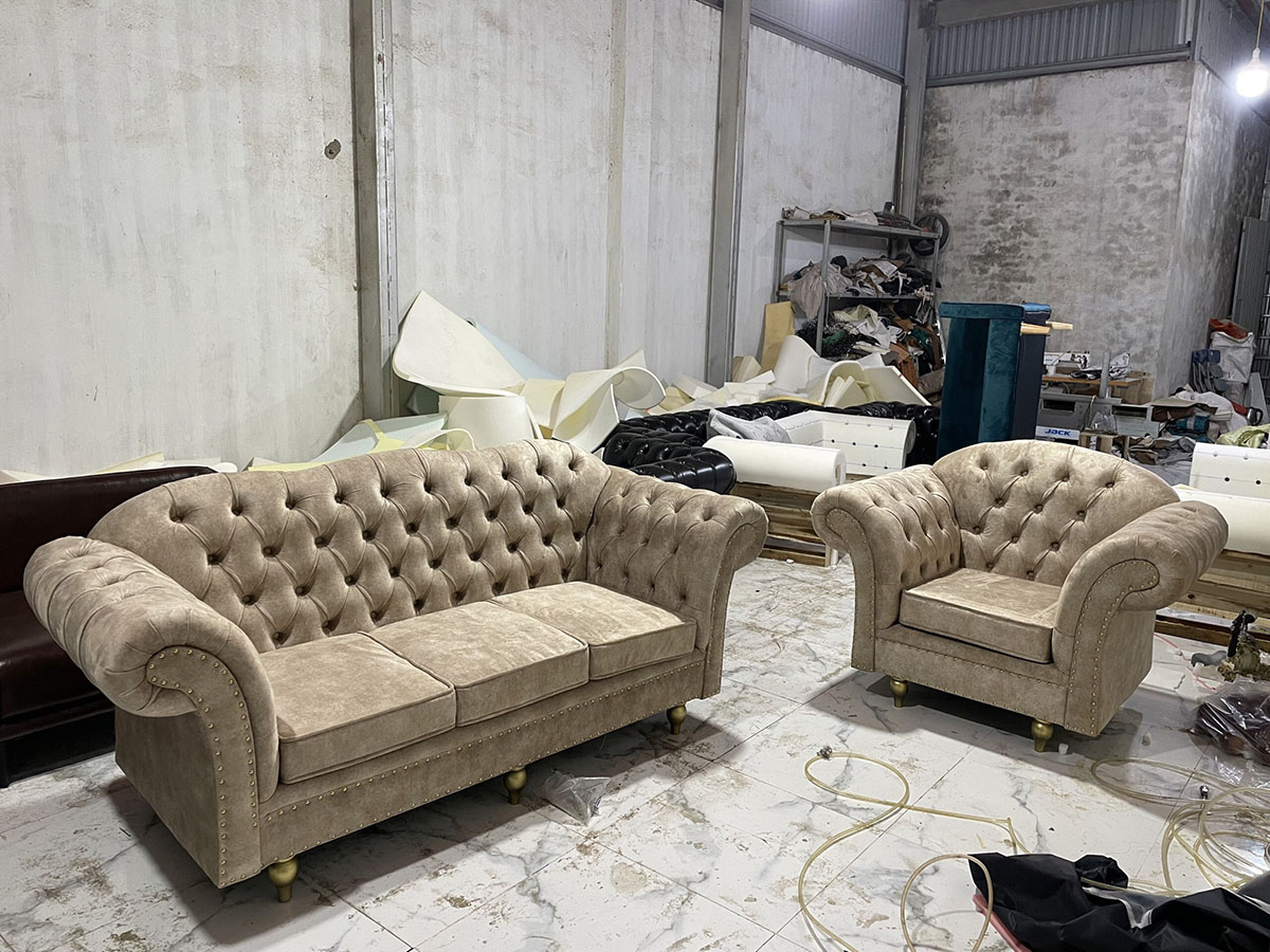 sofa bọc nỉ tân cổ điển sang trọng giá rẻ